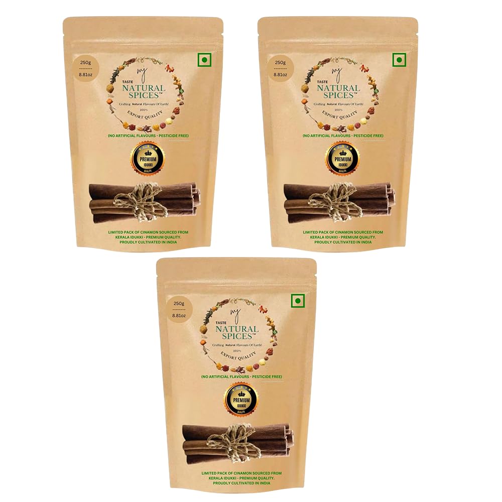 MJ TASTE NATURAL Cinnamon Dalchini Stick (250g) | Whole Spice for Authentic Indian Cooking, Herbal Teas & Baking | Aromatic & Sustainably Harvested for Maximum Flavor & Taste, Pack of 3-image-3