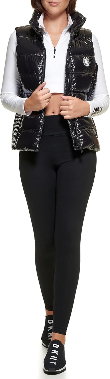 DKNY Women's Logo Drawstring Puffer Vest