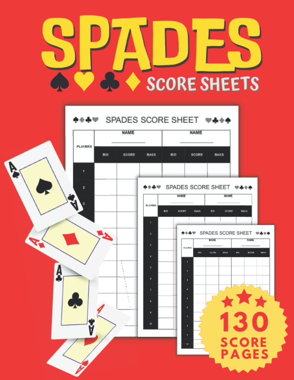 Buy Spades Score Sheets 130 Large Spades Score Pads for Scorekeeping Spades Score Cards