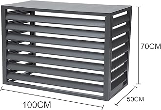 Privacy Screen Enclosure Decorative Screen, Outdoor Aluminum Alloy Air Conditioner Cover with Topper Cover, Freestanding Louvered Space Divider, Patio Furniture Covers Pool Pump Barrier Fence