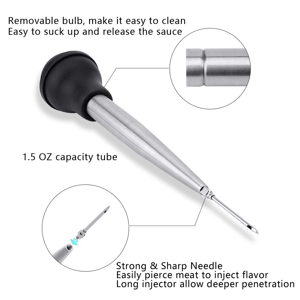 Siringa Per Carne Con Pennello - Iniettore Per Marinature, Succhi E Grassi, Per Arrosti E Barbecue - Foto 5