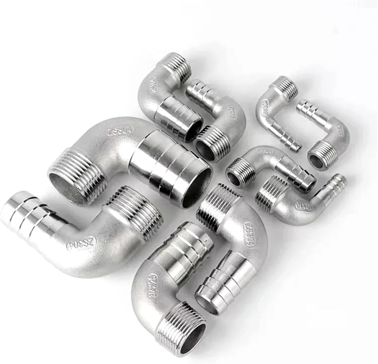 1pc BSPT Male to Hose Barb Elbow 90 Deg SS304 Stainless Steel Pipe Fitting Connector 1/4-1/2inch X 8mm 10mm 12mm 14mm 16mm 20mm(1I2inch X 14mm 55g)