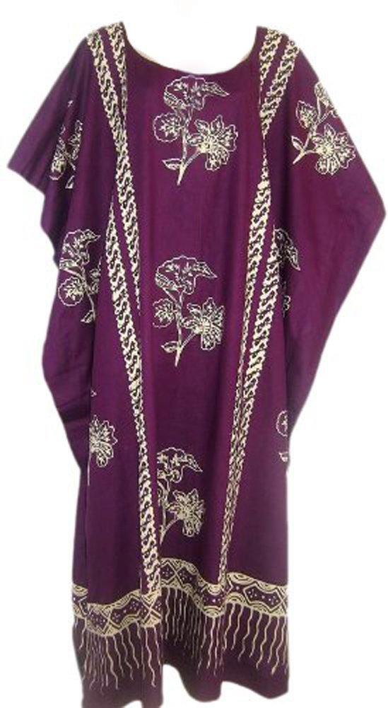 Vestido caftán de algodón transpirable y ligero de talla única morada estilo Java 2