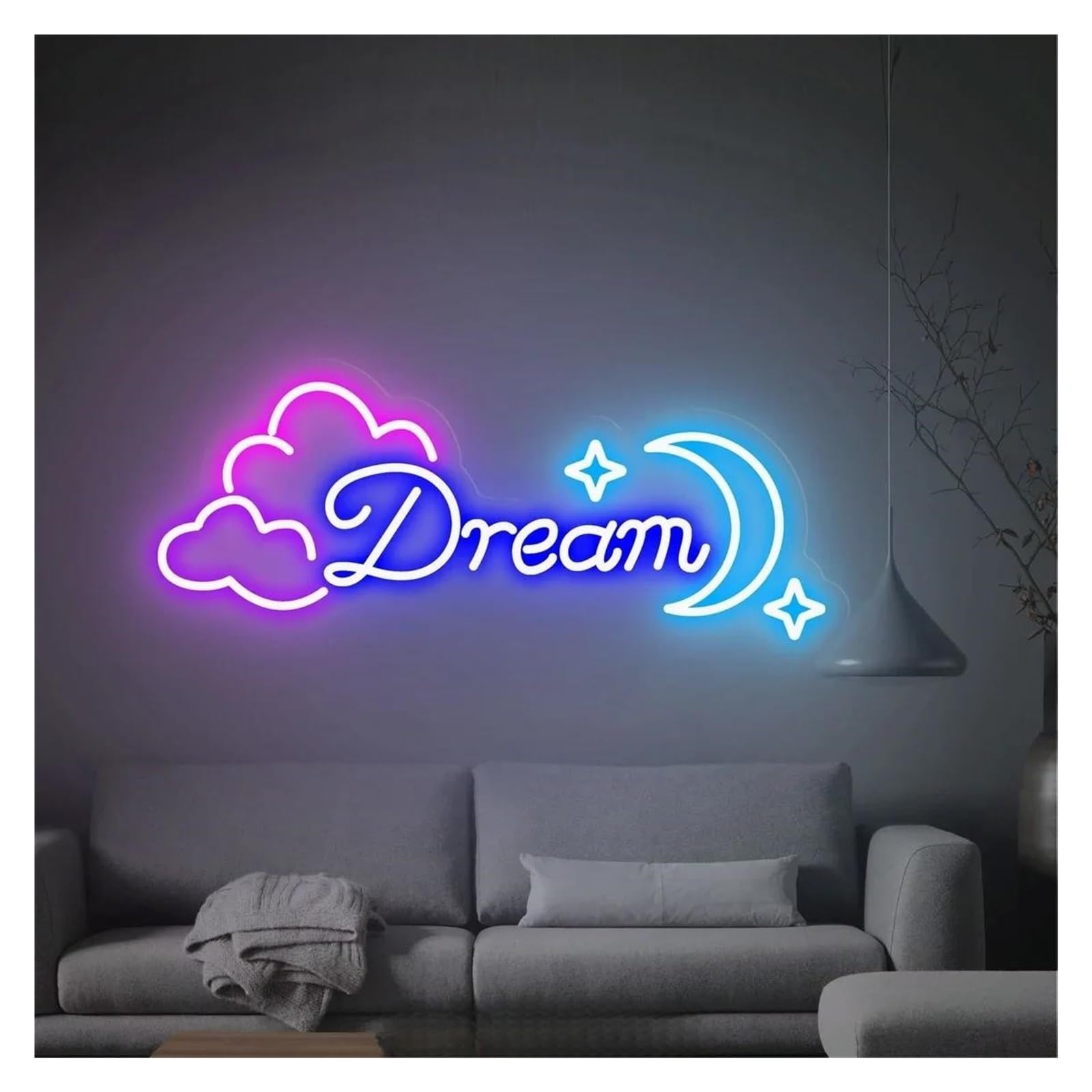 Lemst E Signs Lamp Dream Neon Signs Usb Powered Adjustabl Brightness Dream Letter Neon Lights Suitabl For Club Decor 48Cmx25cm(E)