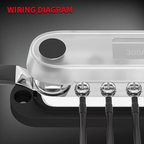 Miniatura 10 de DAIERTEK Barra de autobús marina de 12 V, 6 x 1/4 pulgadas (M6), barra de bus de 12 voltios, bloque de distribución de energía con cubierta Max 300