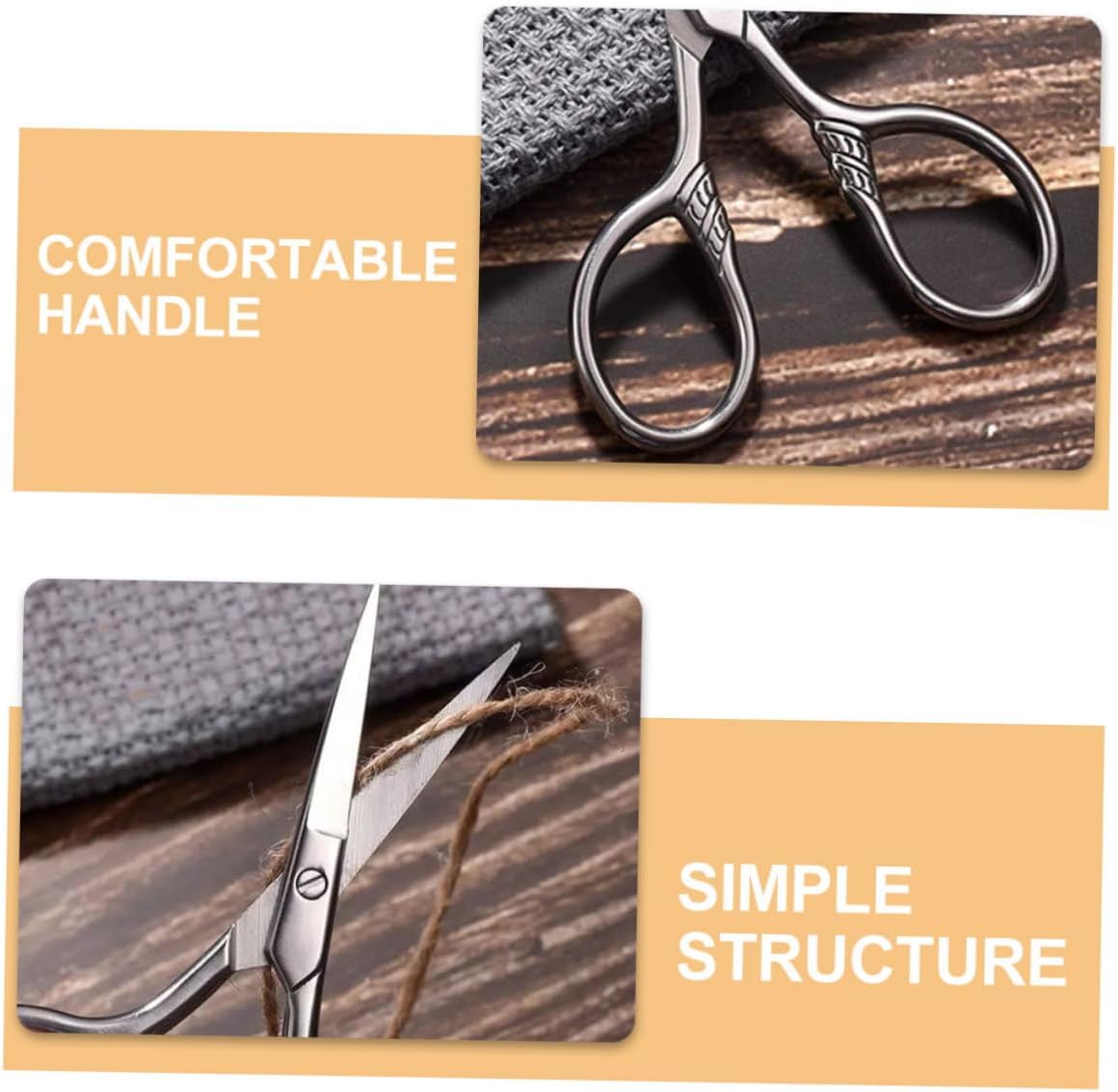 2pcs Stainless Steel Eyebrow Scissors for Women Facial Hair Trimming Lash Cutting Tools Small Precision Scissors