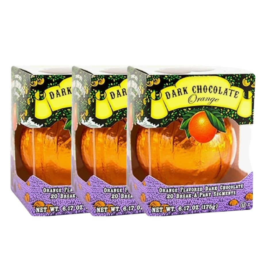 Dark Chocolate Orange with 20 Break-apart Segments/No Artificial Colors or Flavors/No Preservatives Christmas Chocolate Girls for Boss Coworkers Loved Ones Teachers Deployed (3 Pack)