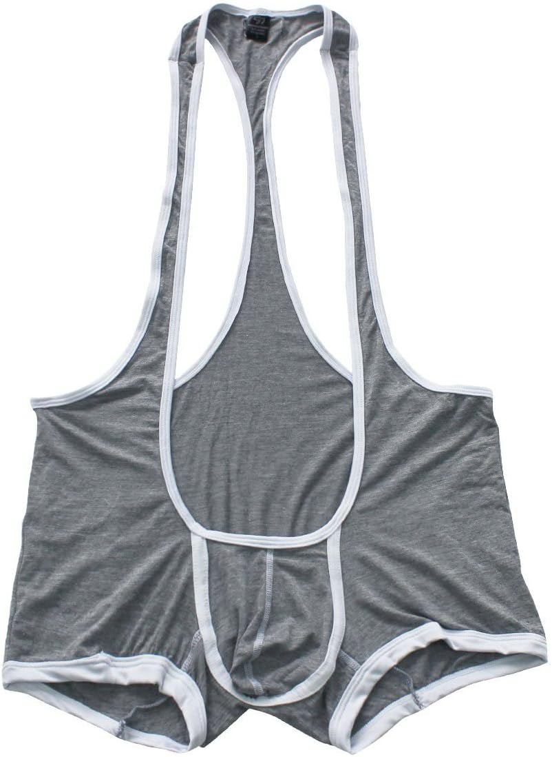 Alvivi Men's Bugle Pouch Boxer Shorts Underwear Sport Wrestling Singlet Leotard Mankini Bodysuit