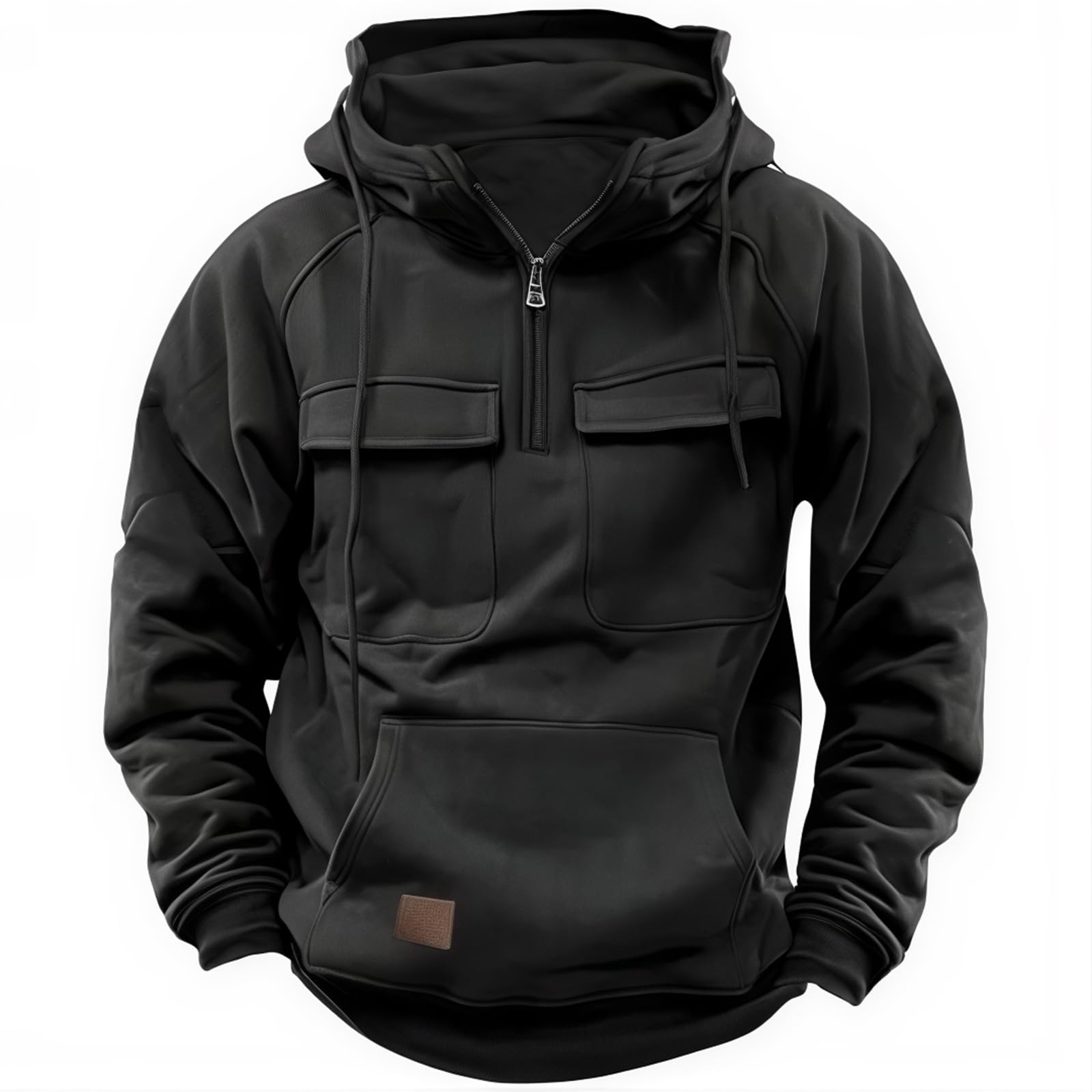 CLOAKA Pulover Cargo Sweatshirt, Sweat à Capuche Tactique pour Hommes, Sweat à Capuche à Zipper, Sweat à Capuche 1/4 Zippé, Vêtements De Sport Et De Gym pour Hommes, Sweat à Capuche pour Hommes.