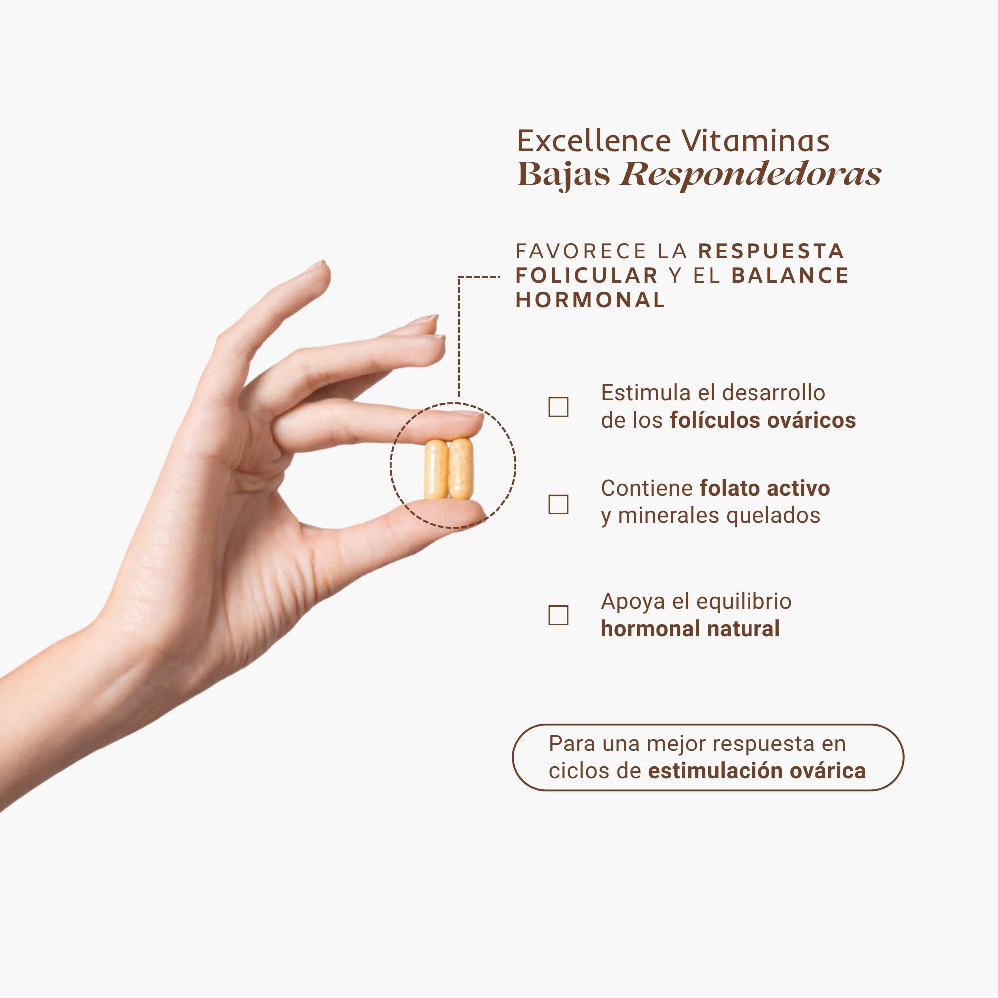 Excellence Bajas Respondedoras – Fertilidad Femenina para Baja Reserva Ovárica – Folato, Resveratrol, Salvia, Ácido Alfa Lipoico – Suplemento Antioxidante – 60 Cápsulas