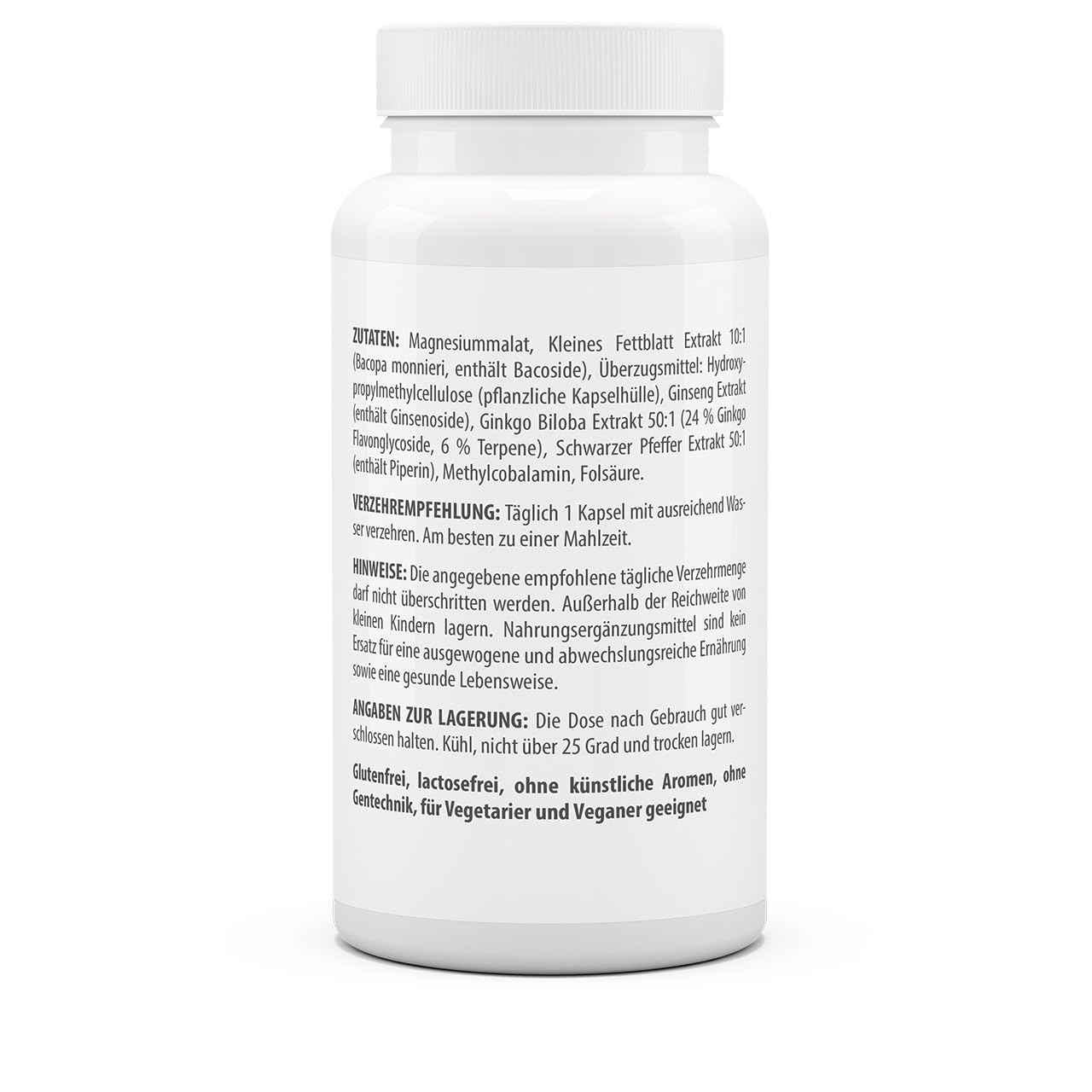 vitaworld Fokus Komplex – 120 vegane Kapseln mit Bacopa Monnieri, Ginseng, Ginkgo - Magnesium, Folsäure & Vitamin B12 unterstützen Konzentration, Energie & mentale Balance
