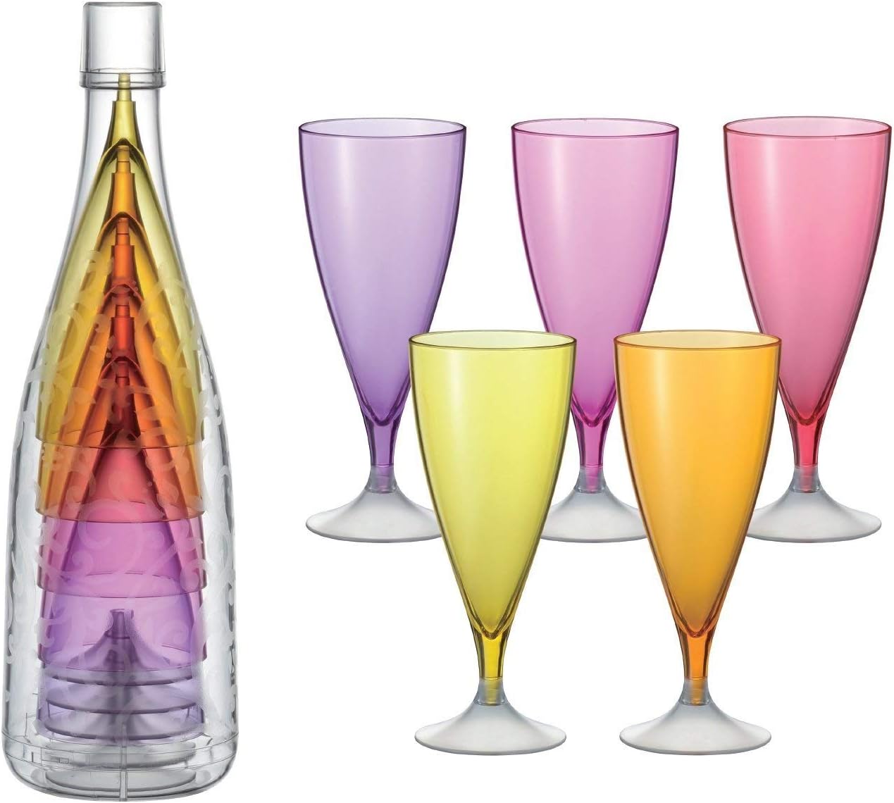 Compact StackNGo Portable Reusable Tritan Wine & Champagne Glasses with Storage & Carrying Case | Portable Shatterproof Wine Glass Set | Outdoor Toasting Flutes Perfect for Cozy Wine Nights