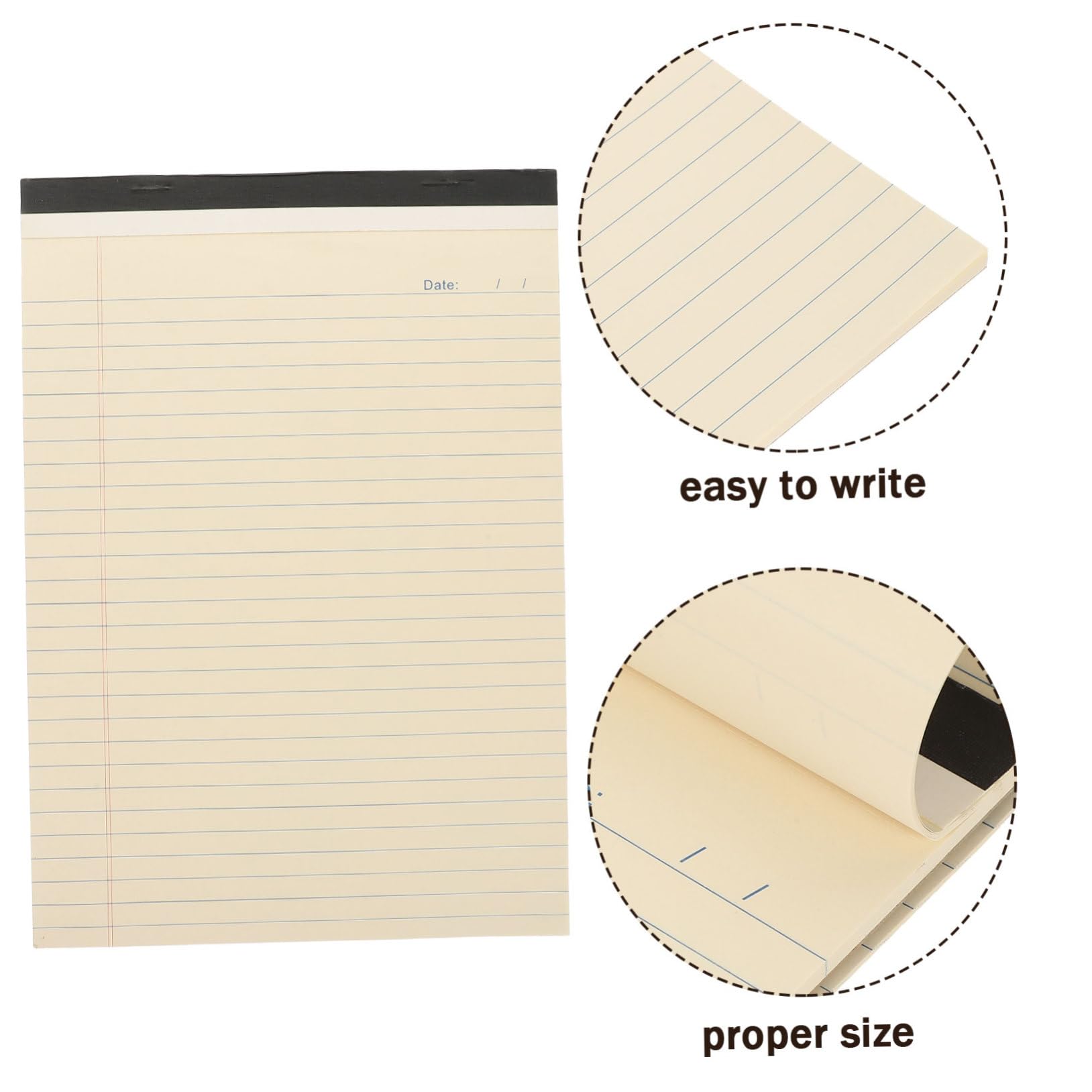 Blocco Note A4 a Righe Design Strappabile, Confezione 4 Pezzi in Carta Beige, Facile da Conservare, per Elenchi di Attività e Pianificazione