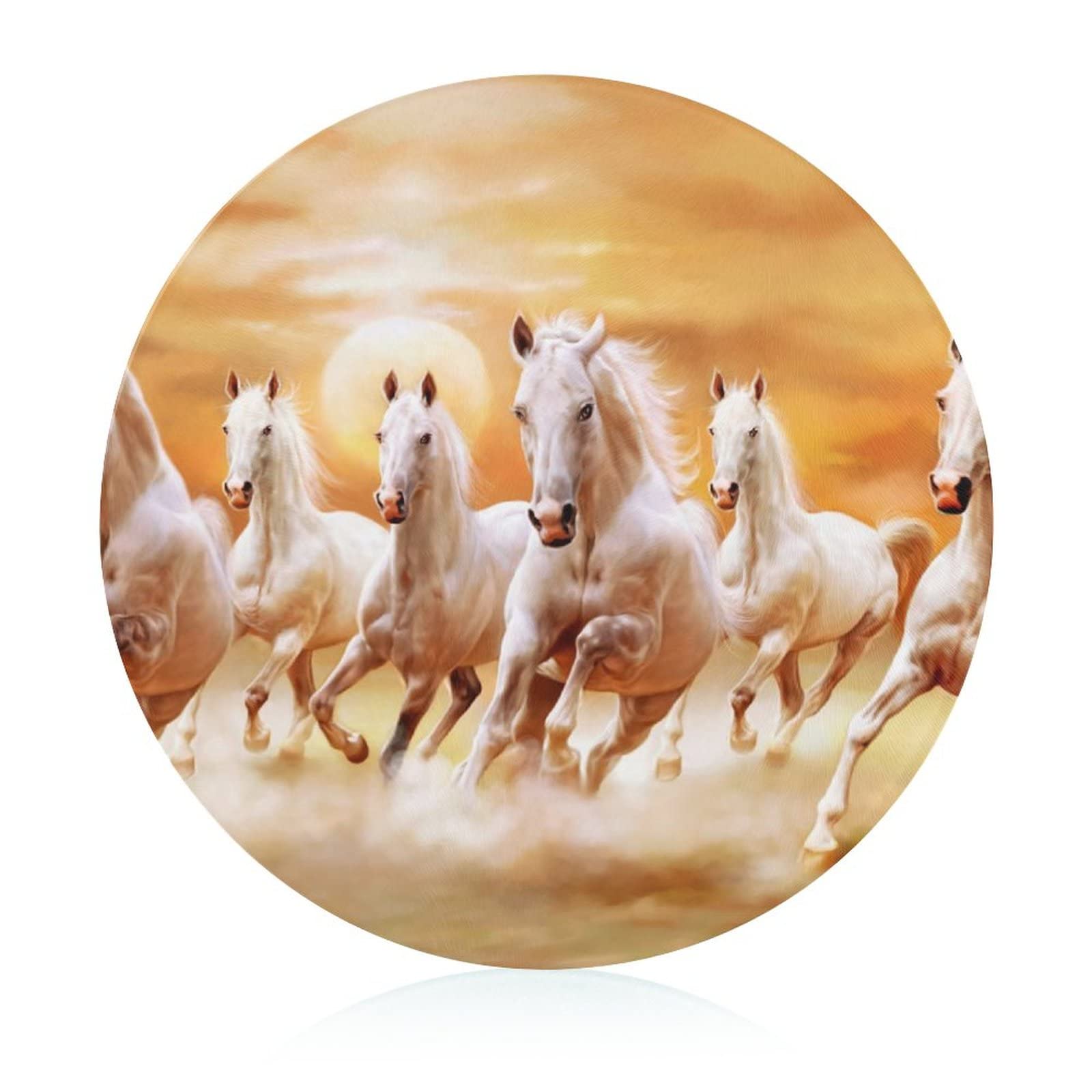 Plaque de cuisine antidérapante chevaux blancs en verre trempé robuste