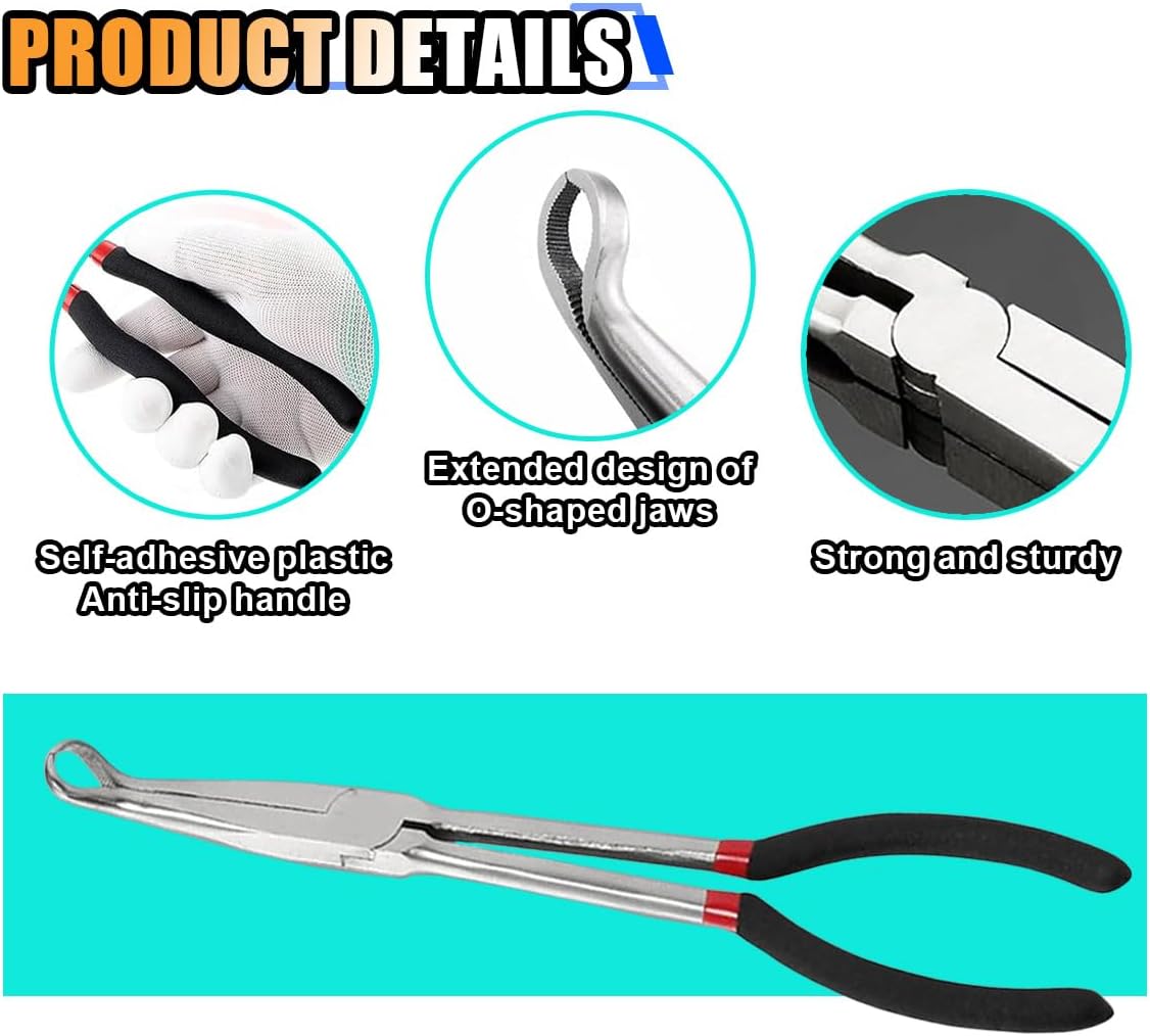 11 Inch Car Electrical Disconnect Pliers, Electrical Connector Disconnect Pliers Car Fuel Feed Pipe Plier, O-Shaped Car Soldering Aid Pliers Fuel Line Hose Clip Clamp Removal Tool