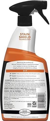 Miniatura 2 de Weiman Limpiador de granito para pulir y proteger, sin rayas, fórmula de pH neutro para uso diario en interiores y exteriores, piedra natural con