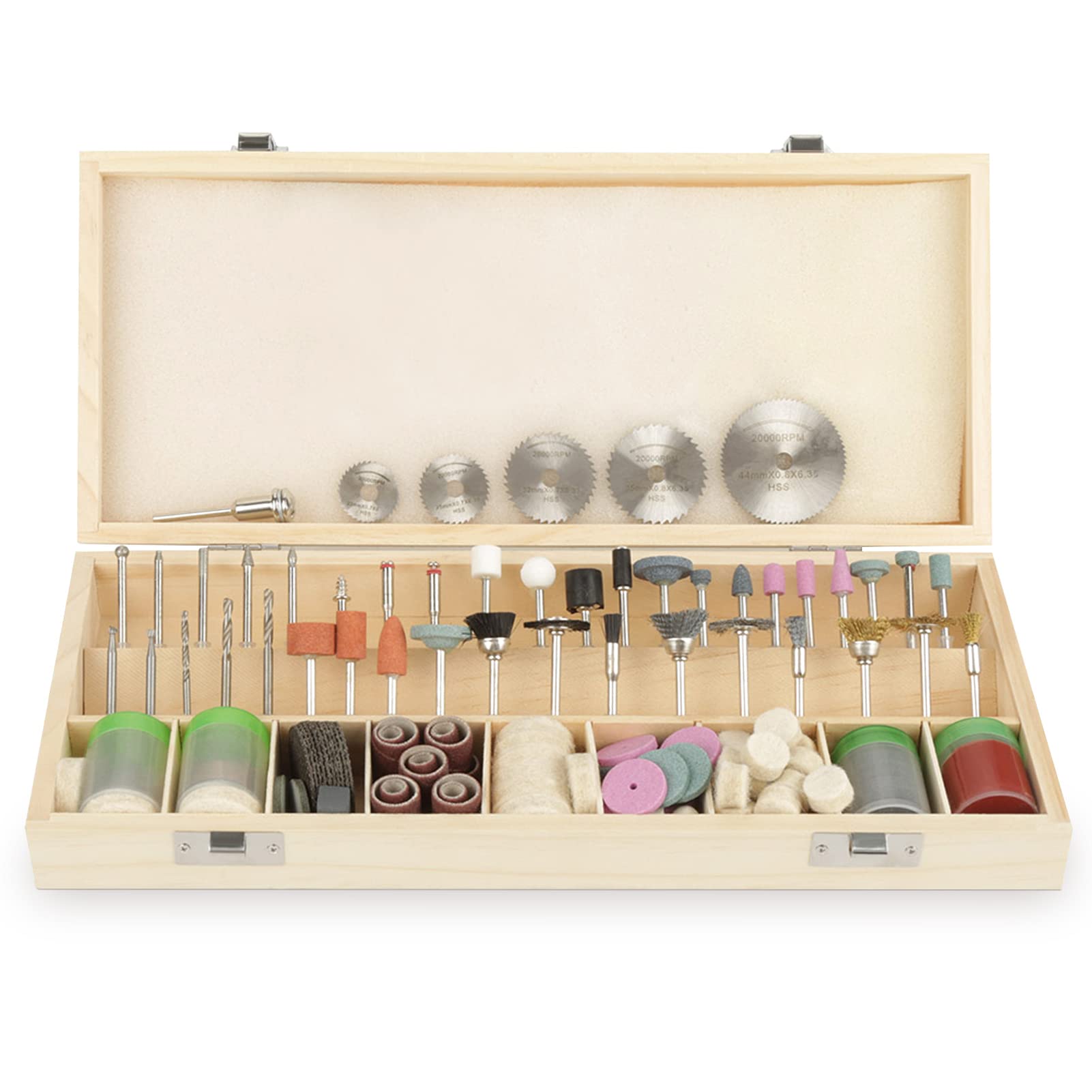 Kit di Accessori per Utensili Rotanti 242 Pcs con Kit Per Taglio, Smerigliatura, Levigatura, Affilatura, Intaglio e Lucidatura Con Codolo Universale 3,2 mm (1/8") Con Custodia