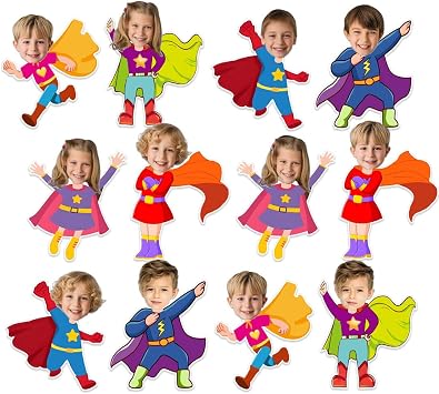 48 Super Themed Cutouts Bulletin Board Decorations Hero Theme Paper Cut Outs DIY Photo Picture Craft for Kids Back to School Bulletin Board Kindergarten Party Classroom Birthday Supplies