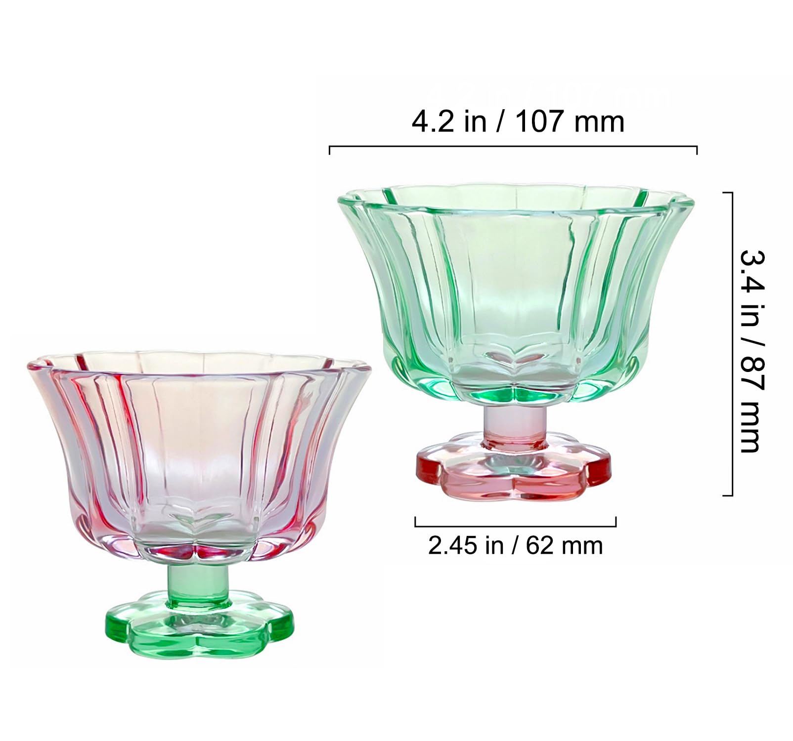 Ciotole da dessert rosa e verde (rosa e verde)