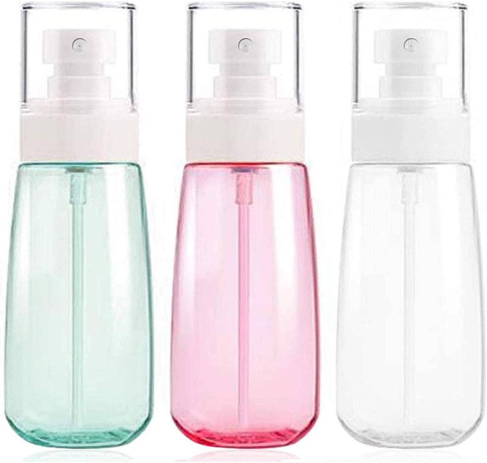 Fine Mist Spray Bottle 100ml Empty Cosmetic Refillable Travel Containers Plastic Hair Spray Bottle Sprayer for Perfume Skincare Makeup Lotion,Small Refillable Liquid Containers (3color)