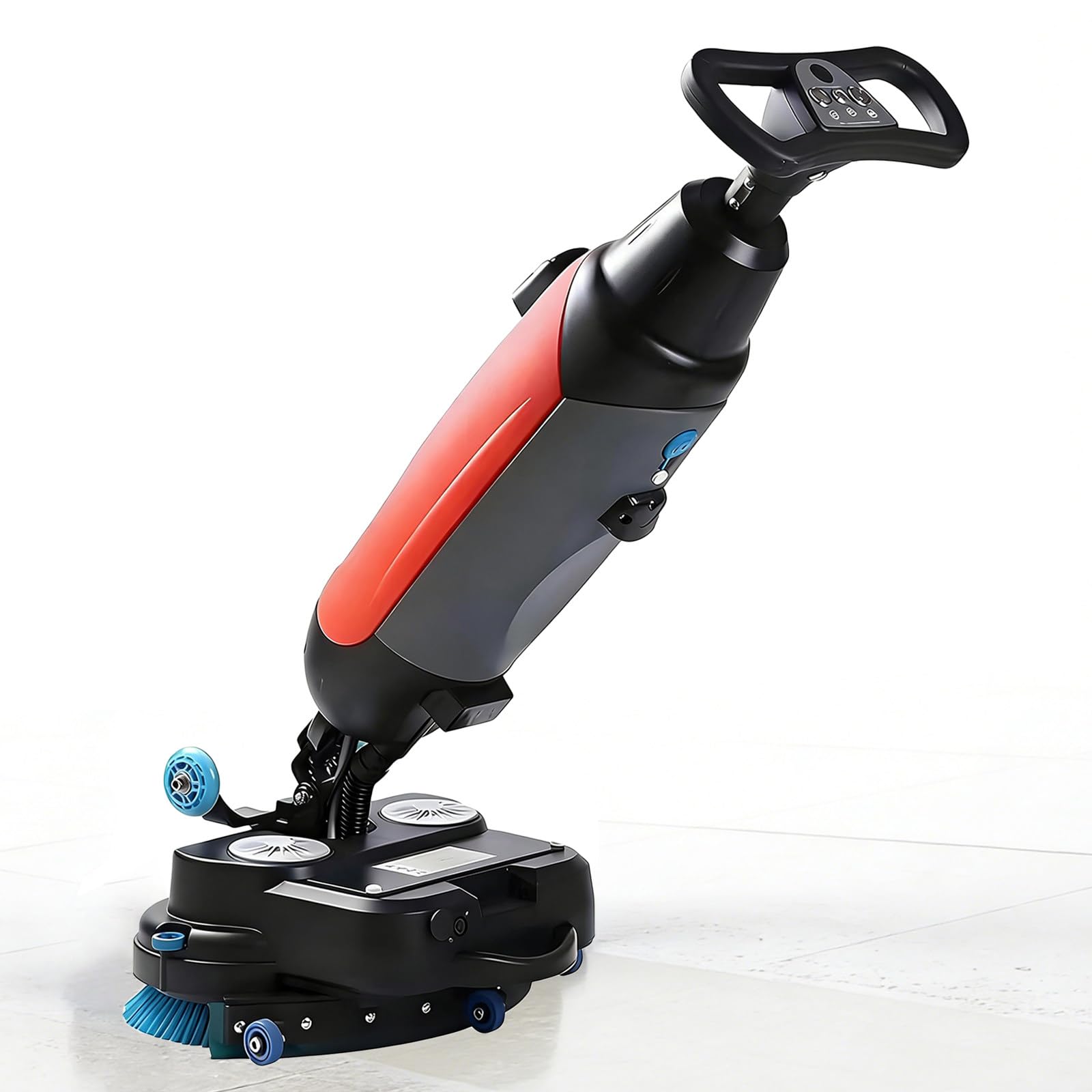Fregadora Eléctrica de Suelos con Cepillos de Fregona de 45 cm de Ancho, Depósito de Agua Limpia de 4,5 L/Depósito de Aguas Residuales de 7,5 L, Autopropulsada, Portátil, Silenciosa Red