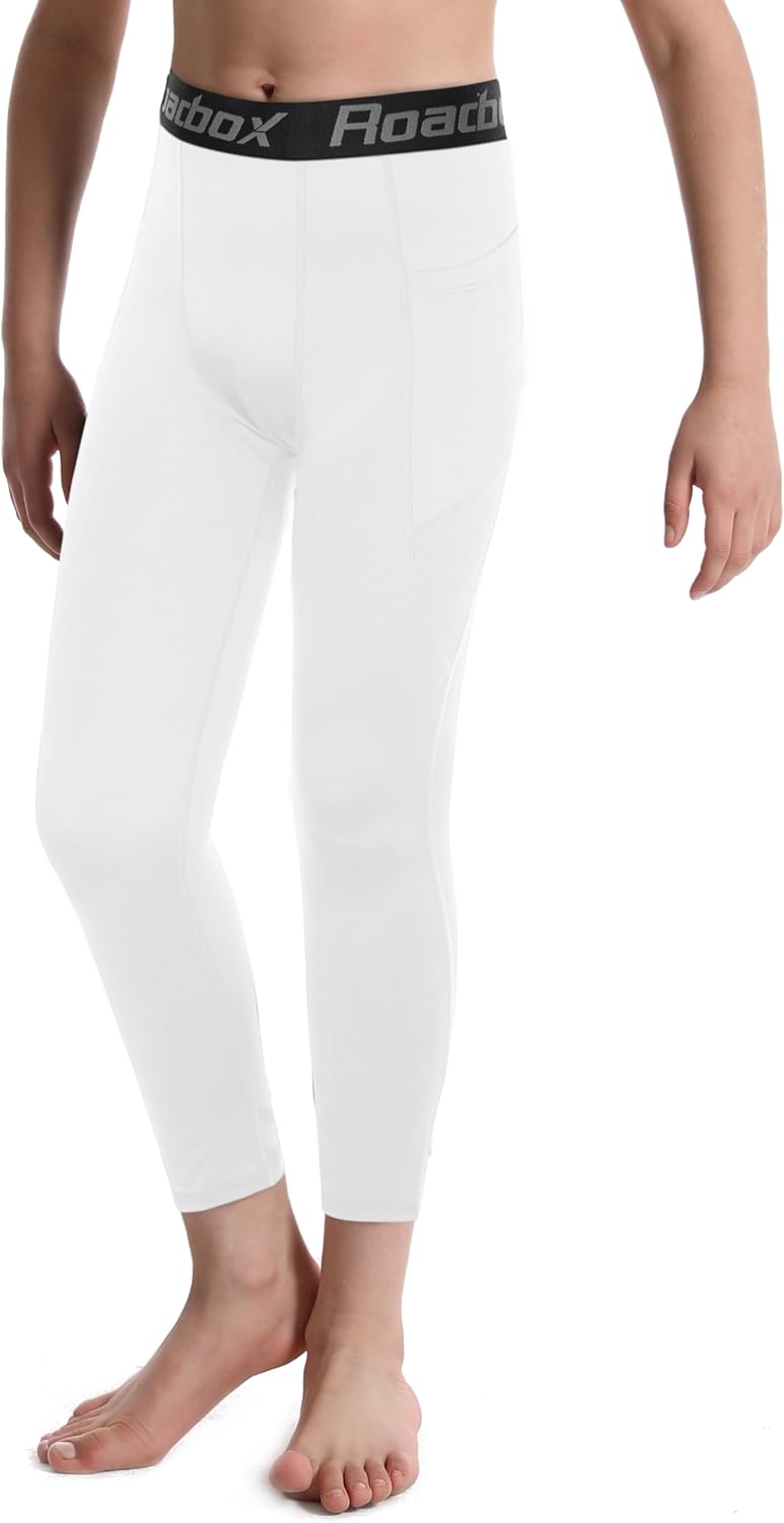 Roadbox Boys Compression Pants, Youth Athletic Sports Legging with Pocket, Base Layer Tights for Kids Running Football - Image 4