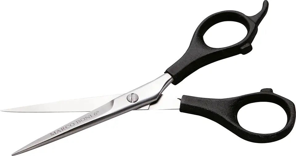 Marco Boni Tesoura Profissional Fio Laser P/ Corte Cabelo 6'' Cabo Plástico Aço Inox 1706 Preto 1 Unidade