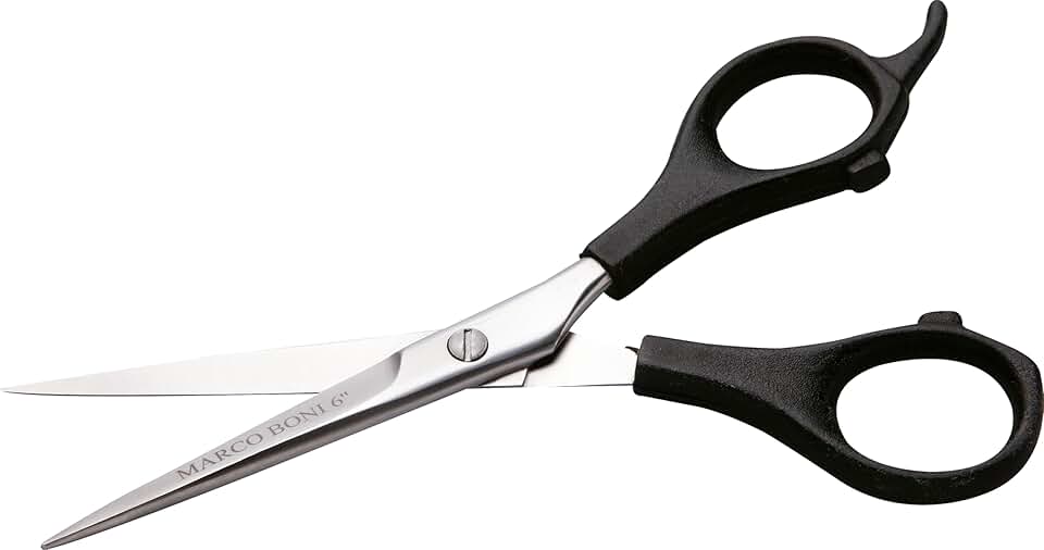 Marco Boni Tesoura Profissional Fio Laser P/ Corte Cabelo 6'' Cabo Plástico Aço Inox 1706 Preto 1 Unidade