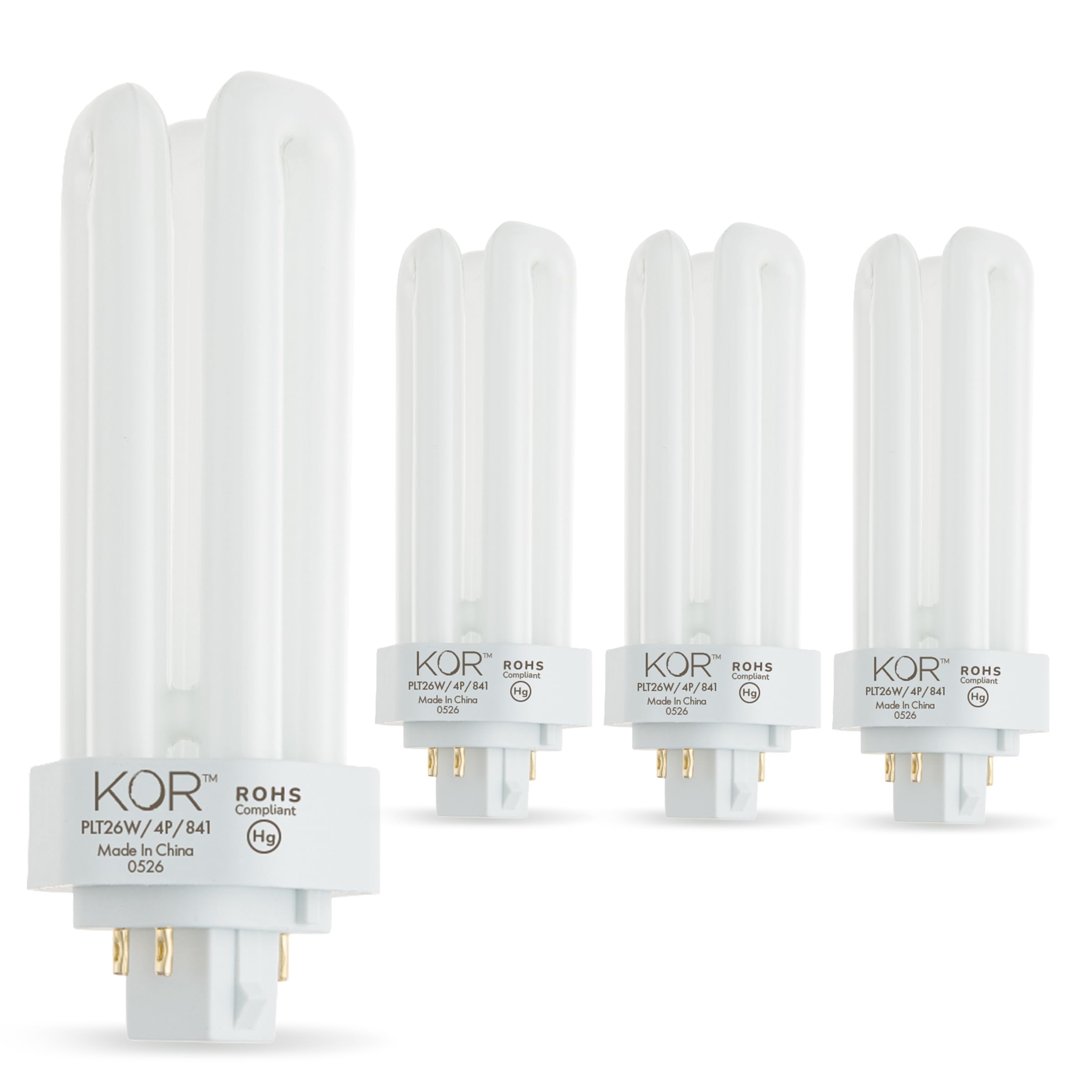 KOR 26W Triple Tube Compact Fluorescent Light Bulb, 4 Pack | GX24Q
