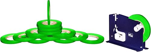 PSBM - Kit dispensador de cinta y dispensador de bolsas de polietileno verde - 6 rollos, 1 dispensador - 38 pulgadas x 180 yardas, 2.3 mil, bolsas,