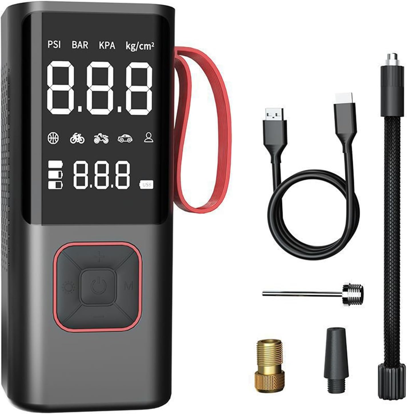 Versatile Electric Pumps with Digital Display & LED Lighting Travel Friendly Air Pumps Upgrades for Car Tires Bicycles