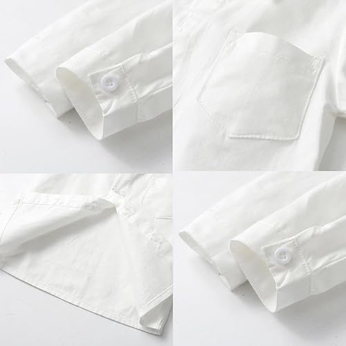 Vista 6 de CORATED Trajes de vestir para niños pequeños, conjuntos de ropa para bebés, camisas con corbatín, tirantes, pantalones, 4 piezas, trajes