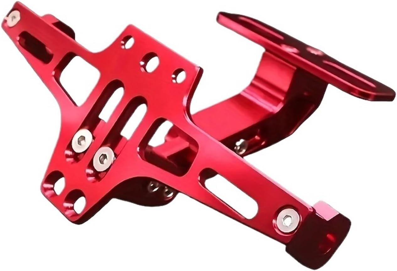Motorcycle Rear License Plate Mount Holder Aluminum Alloy Bracket Motorcycle Universal(Red)