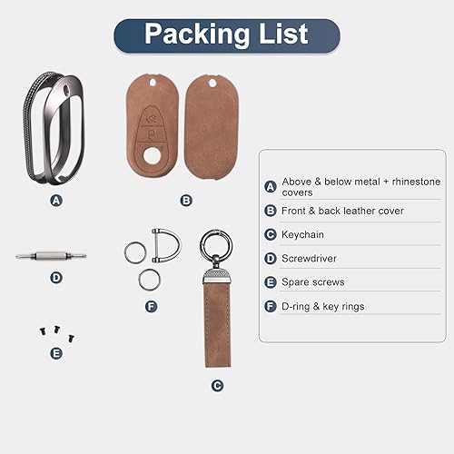 Miniatura 6 de YO&YOYE Funda compatible con llavero de cuero para llavero Mercedes Benz Clase S Clase G Clase E (modelo 3, marrón)