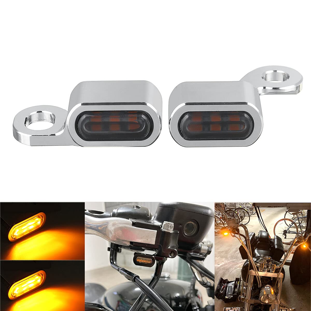 2Szt 12V Motocykl Amber Led Mini Kierunkowskaz Kierunkowskaz Lampa Do Jazdy Harley - Czarny