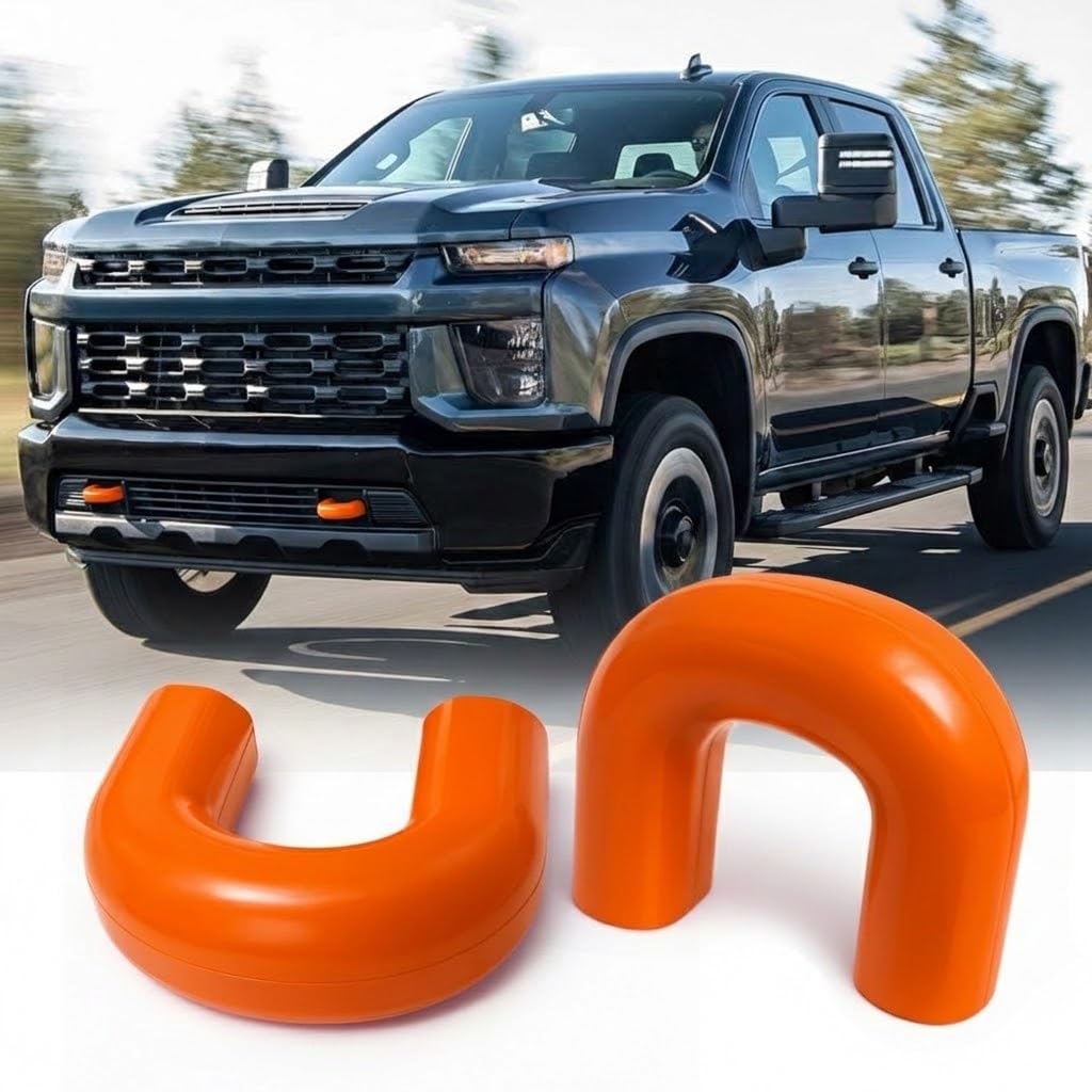 Fundas de gancho de remolque compatibles con Chevy Silverado 2500/3500 HD 2020-2026, goma de silicona, rojo y blanco, diseño mejorado (naranja)