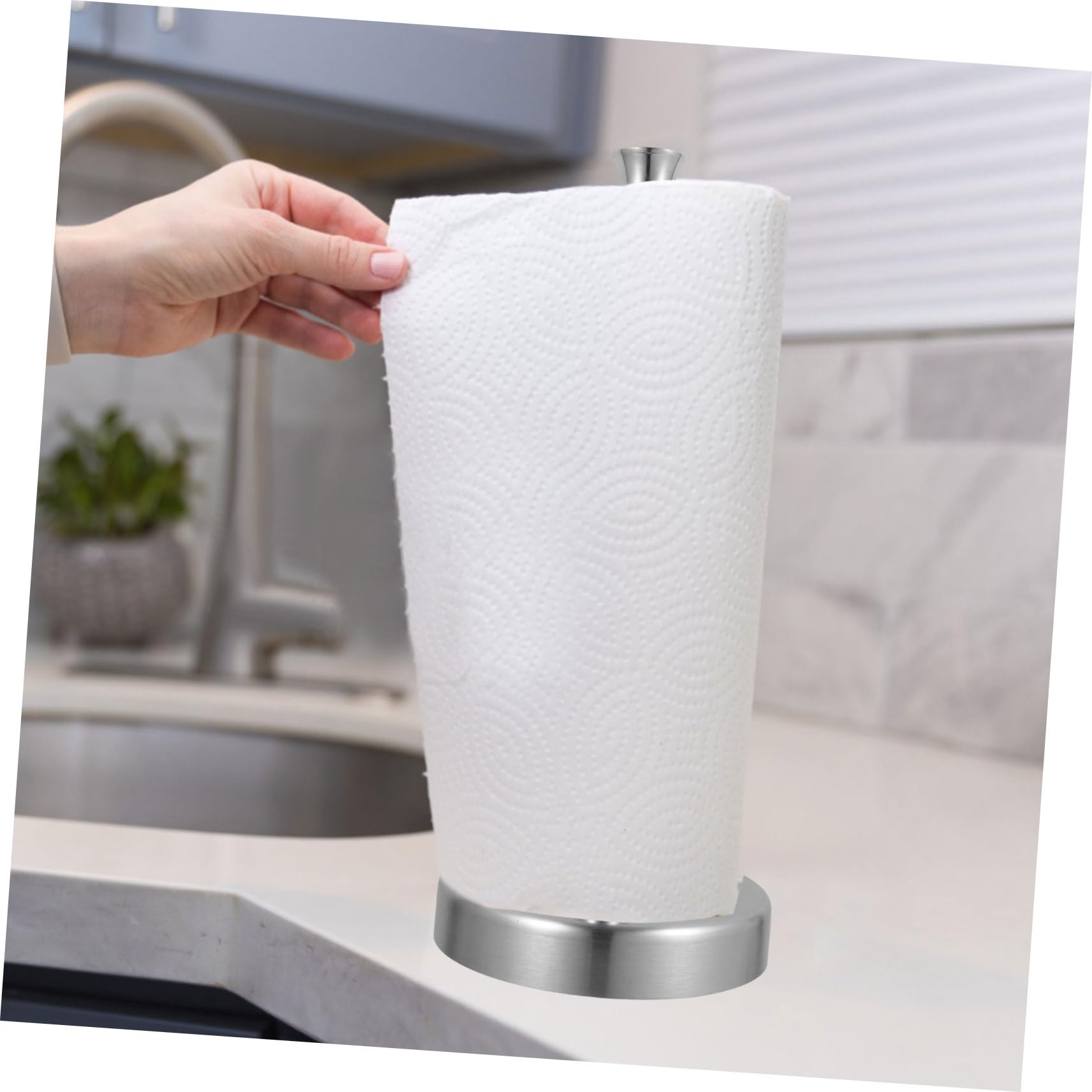 Portarotolo da Banco 2 Pezzi in Acciaio Inox Argento | Design Verticale, Accesso Comodo, per Rotolo Carta e Pellicola, Uso su Piano Cucina