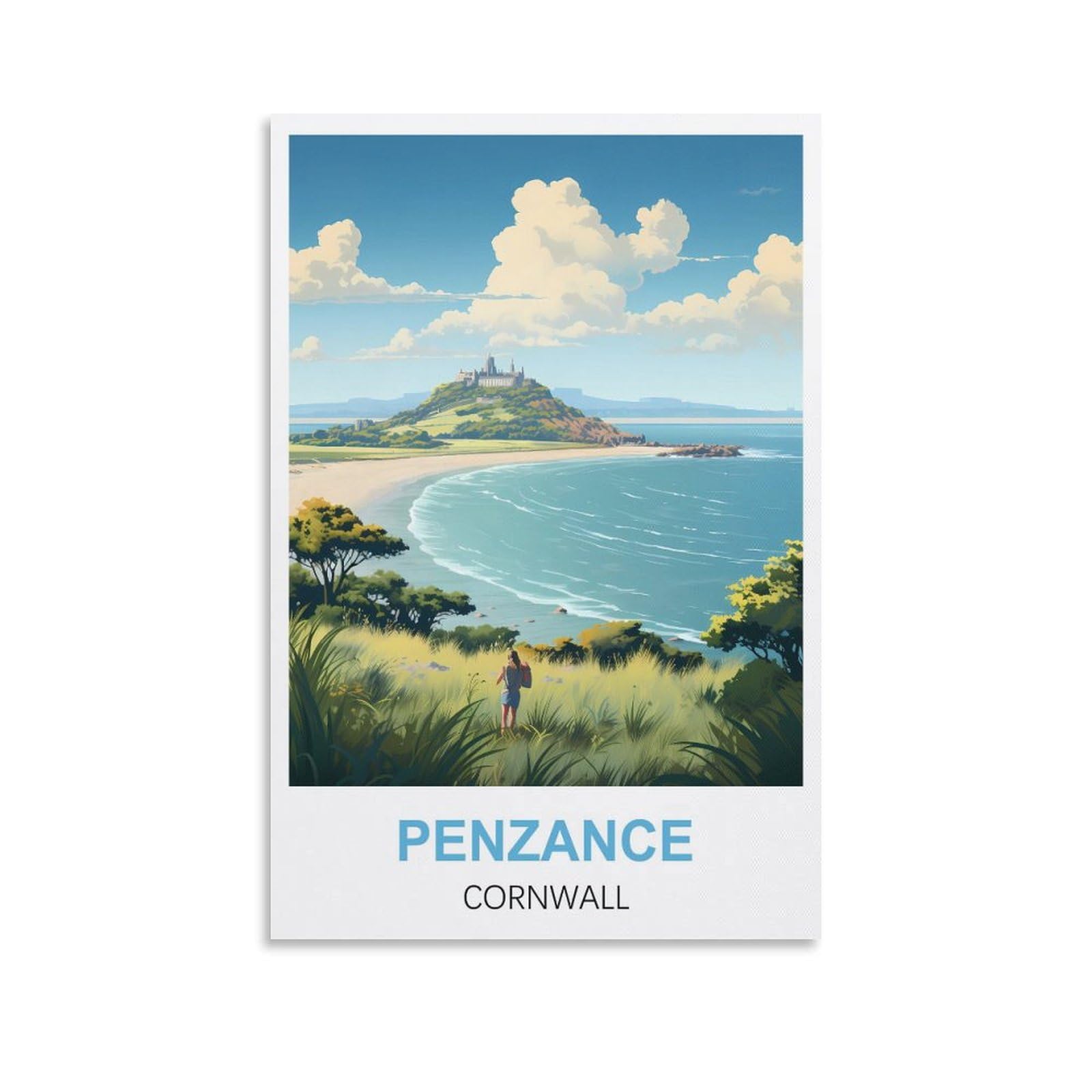 Wgmdoee Unframe-Style Penzance Cornwall Vintage Travel Poster 12X18inch(30X45cm) Canvas Poster Living Room Wall Art Home Decor