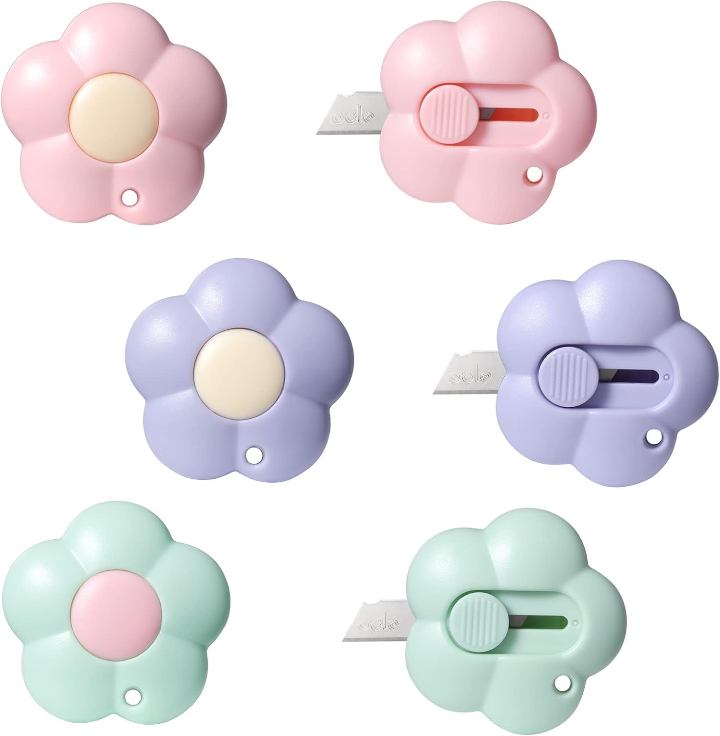 SAMVARDHAN 2 Pcs Cute Flower Mini Cutter Knife – Kawaii Safety Box Cutter with Retractable Blade, Portable Paper Cutter for Crafts, Office, School, Scrapbooking & DIY Art Supplies (Random Color)-image-44