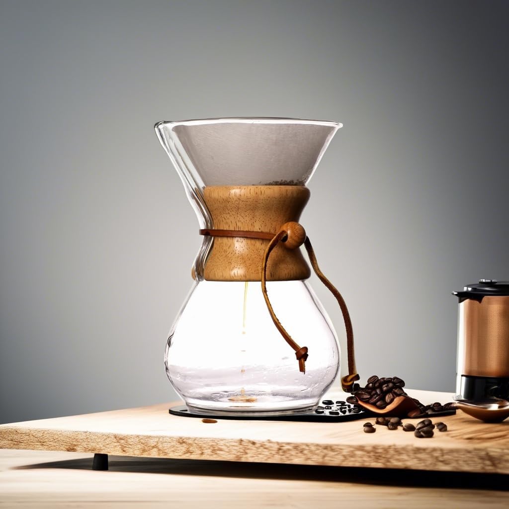 New York's Favorite Coffee - 6 Cup Pour Over Coffee Maker,Borosilicate Glass Carafe with Wooden Collar,Drip Coffee Brewer for Home & Office,Dishwasher Safe