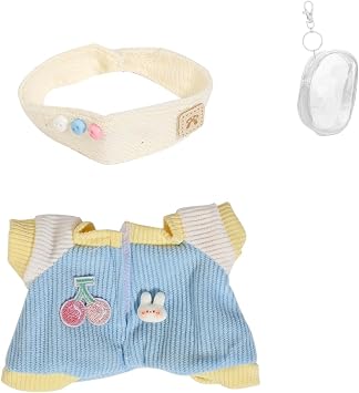 Clothes Set for 17cm Doll, Hat Suit Ornaments Accessories Set for Any 17cm/6.7inch Doll[With Accessories Storage Bag] No.9