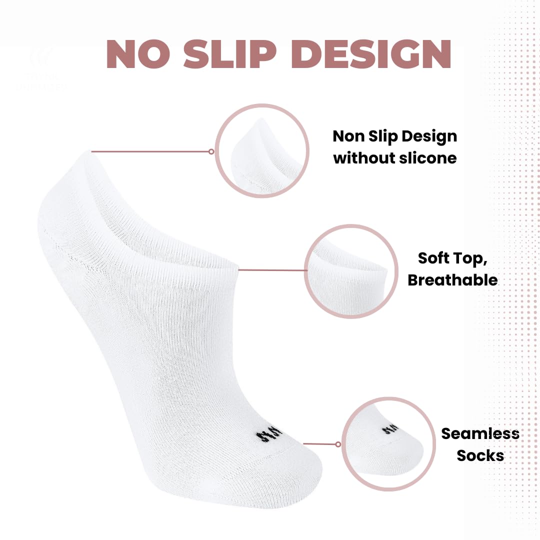 Calcetines invisibles de bambú, diseño antideslizante sin silicona, 6 pares, súper suaves y transpirables, calcetines invisibles para mujeres y hombres, talla 4-7 (M) / 8-11 (L)