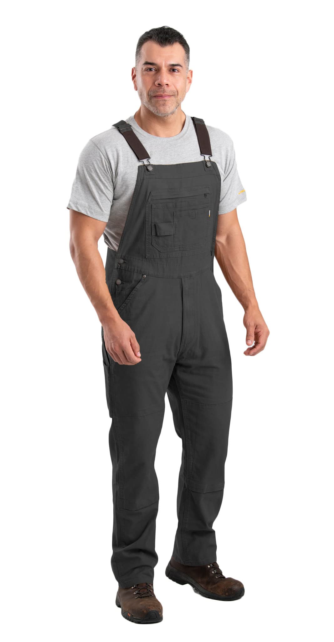 Berne Men's Flex180 Duck Bib Overall, 36W X 30L, Slate