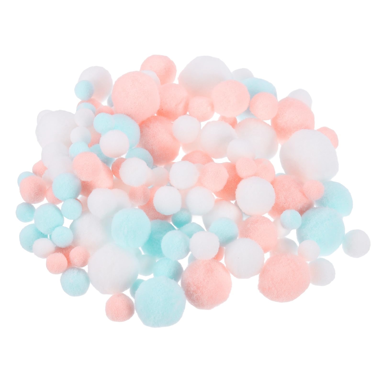 sourcing map Pom Felt Balls Felting Fabric 1-3cm 10-30mm Sky Blue Pink White for Home Craft Project DIY Pack of 130