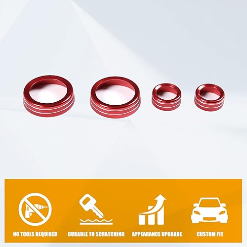 Miniatura 5 de LLKUANG Cobertura de Botón de Perilla de Volumen de AC para Consola Central Compatible con Chevrolet Corvette C7 2014-2019 Aleación de Aluminio