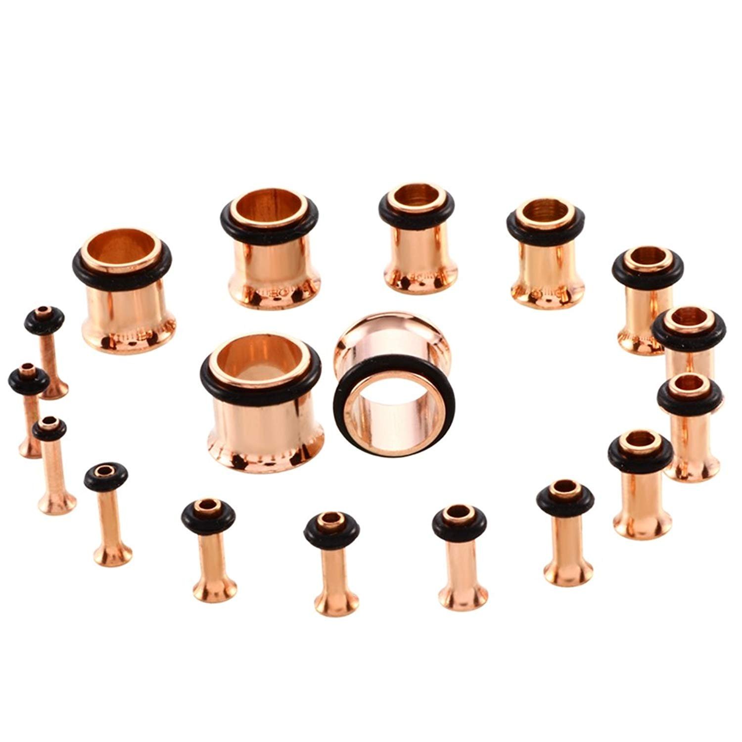 KUBOOZ Zestaw 9 par ze stali nierdzewnej Single Flare Plugs Tunele Tunele Stretcher Piercings Unisex Size 14G-00G