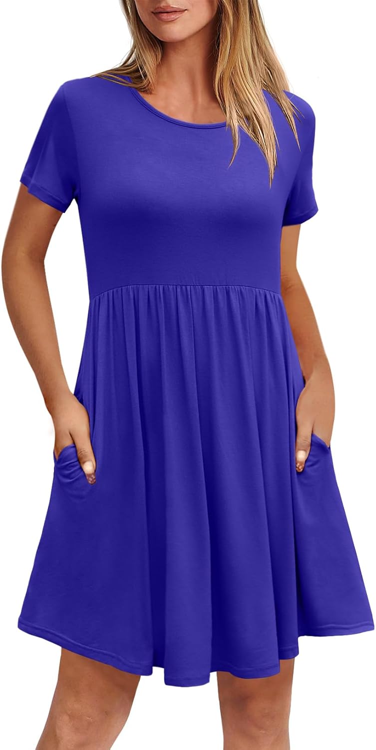 Women's Dresses Casual Crew Neck T-Shirts A-line Dress Summer Dresses for Women XS-2XL