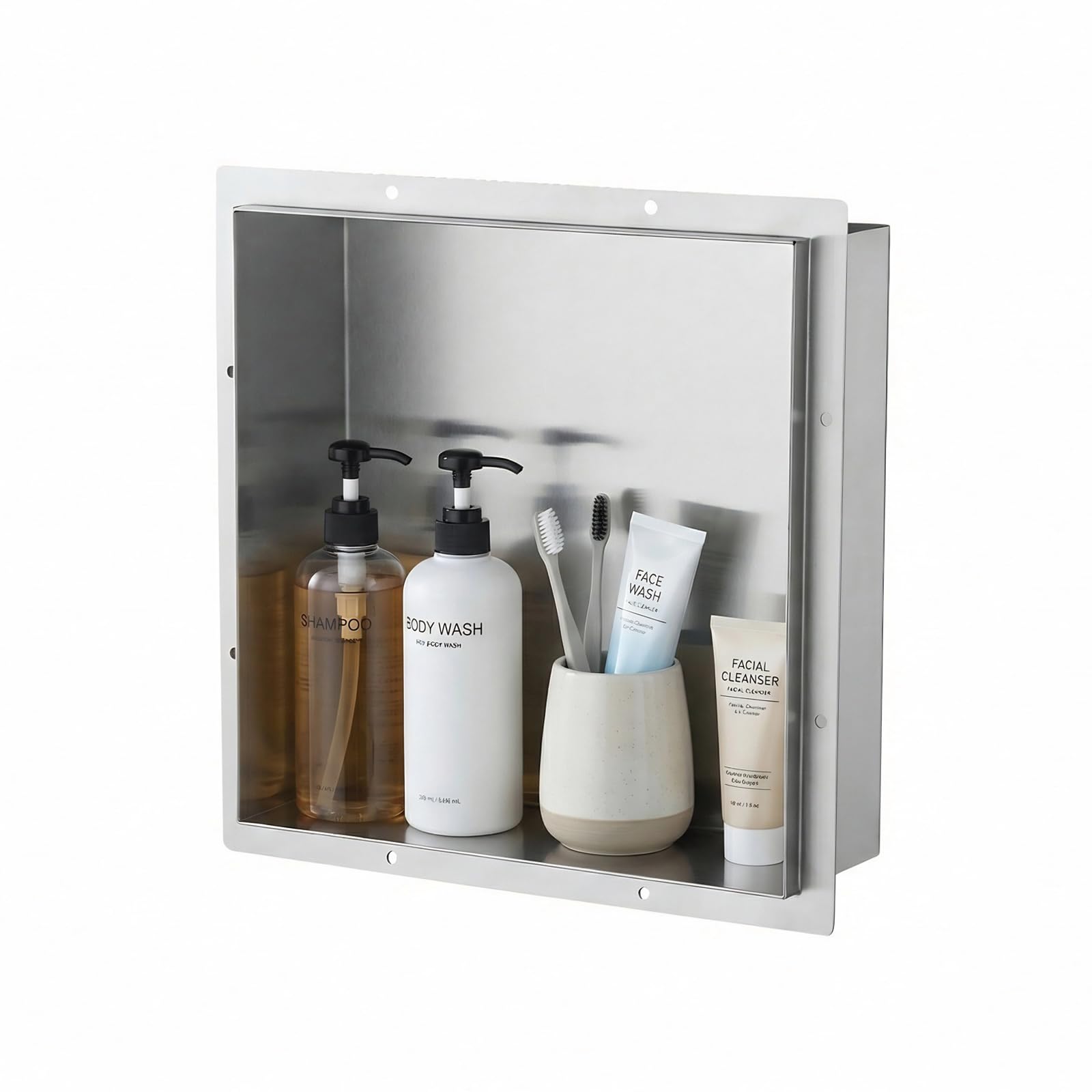 OUGOO 30 x 30 cm Shower Niche, 304 Stainless Steel Single Tier Recess Shelf