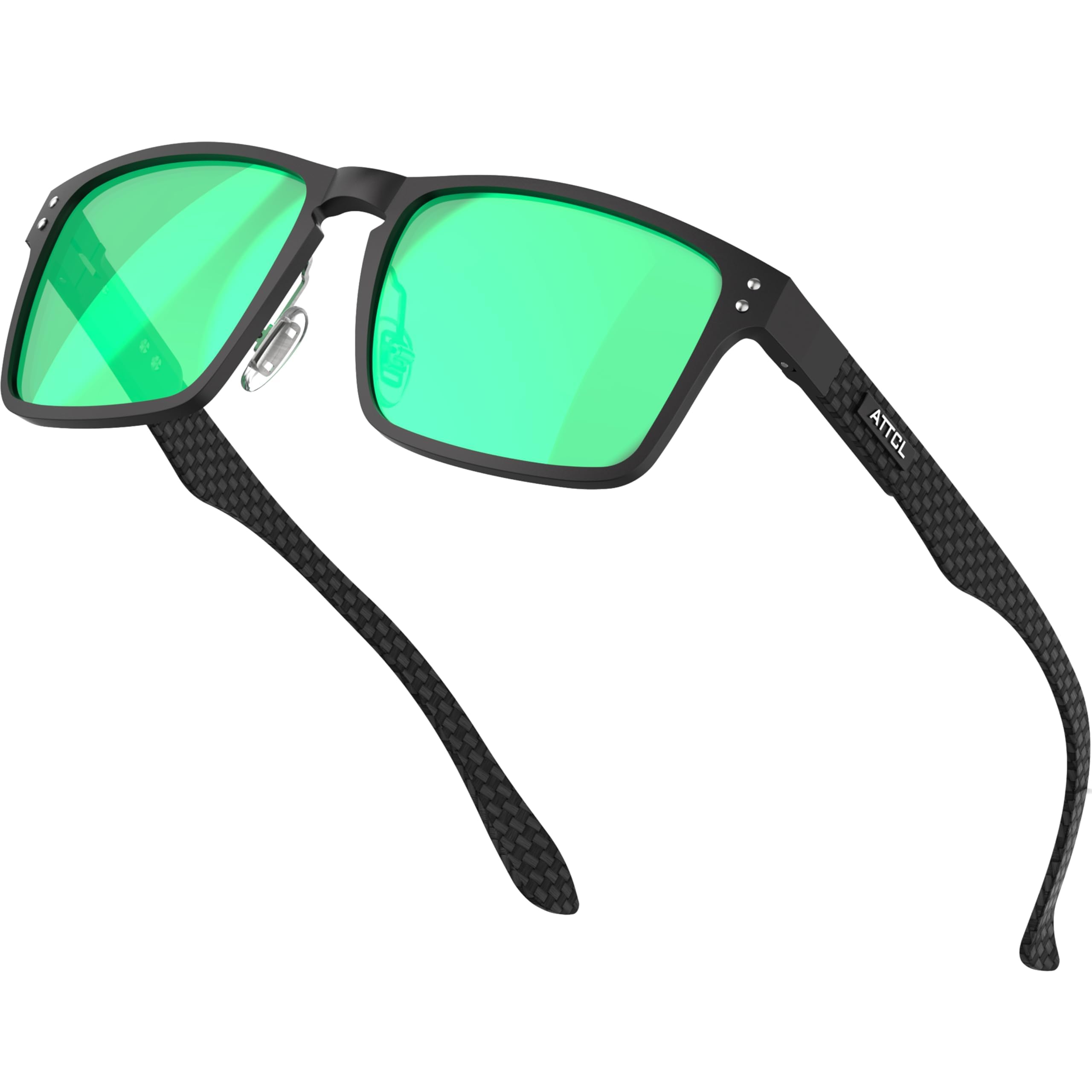 ATTCL Gafas de sol polarizadas clásicas para hombre con marco de metal rectangular y fibra de carbono, protección UV400