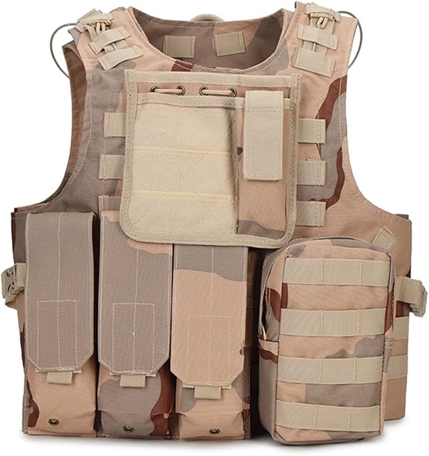 JHOOLE Outdoor vest tactical vest military camouflage amphibious vest waterproof and wear-resistant combat (Color : Sansha Camouflage, Size : 1)